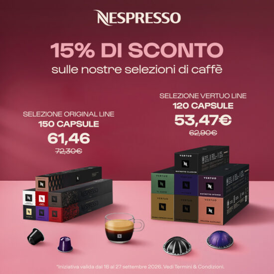 NESPRESSO – 15% DI SCONTO